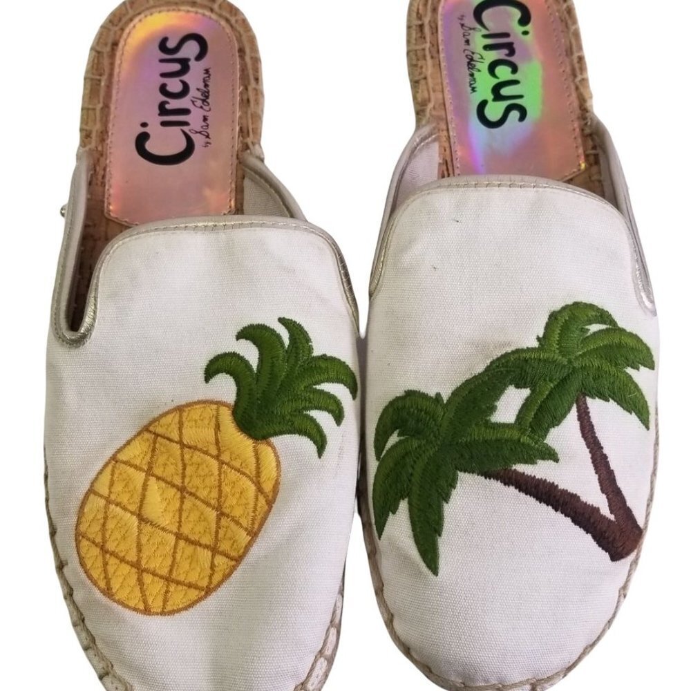 Circus By Sam Edelman Sz 7.5 Pineapple And Palm Tree Espadrilles Flats Slip On